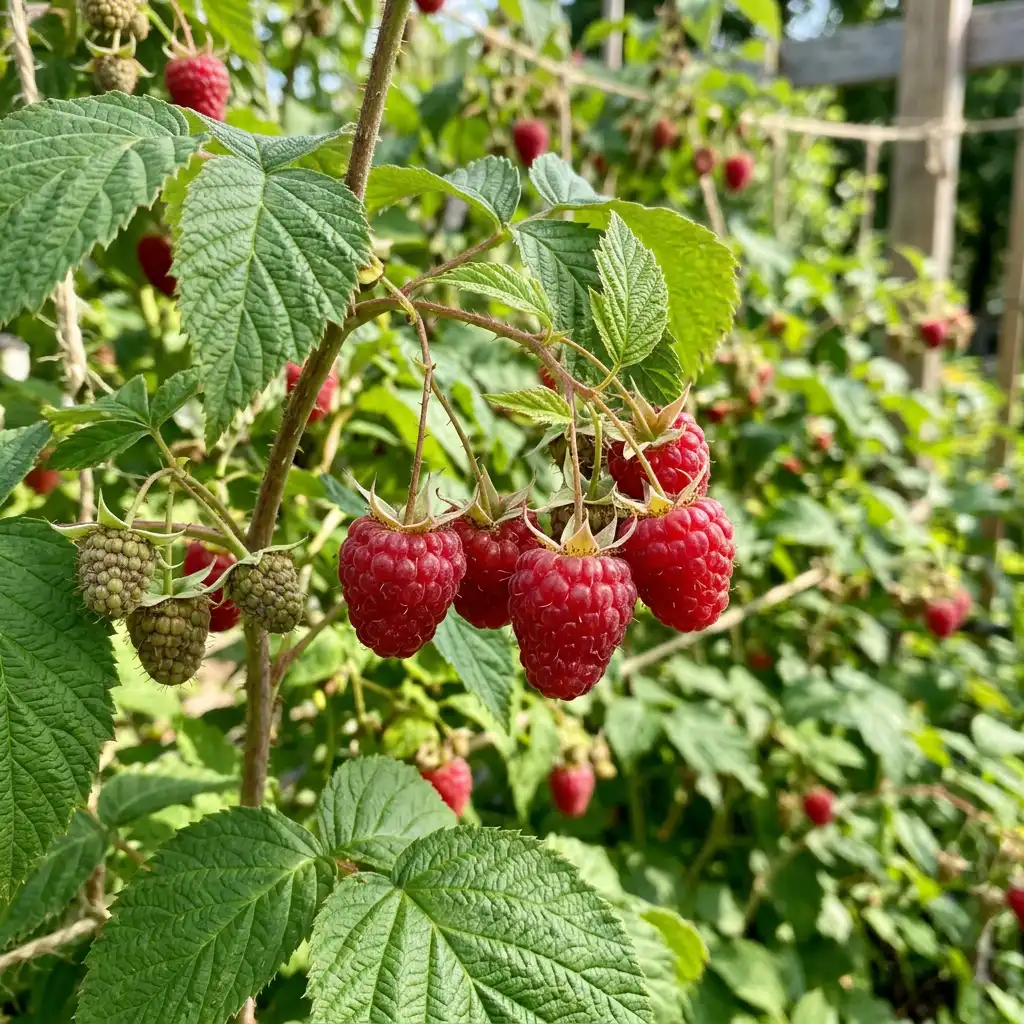 framboisiers au jardin