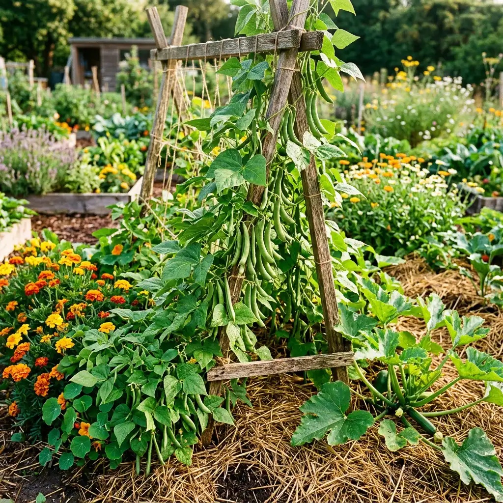 les haricots au potager