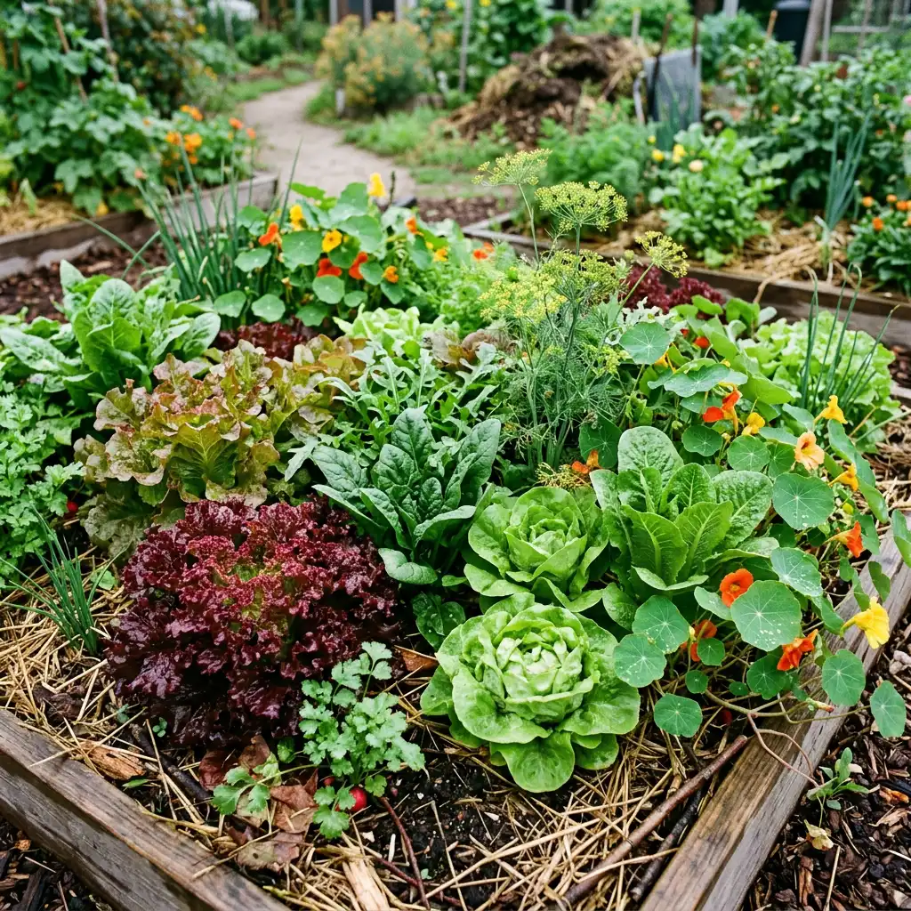 les salades au potager