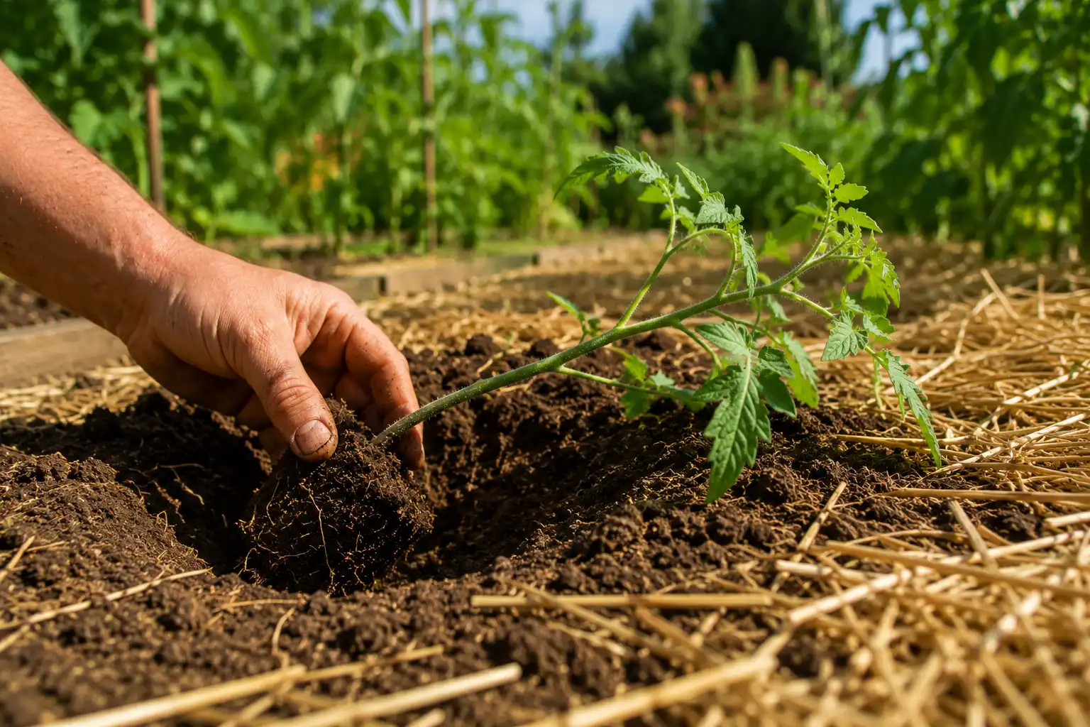 plant de tomage au potager