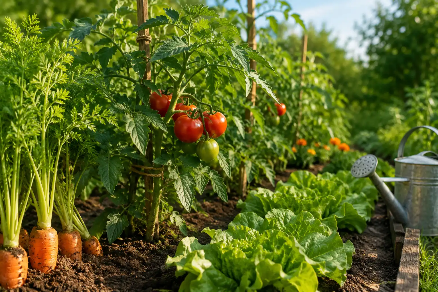 association carotte tomate potager