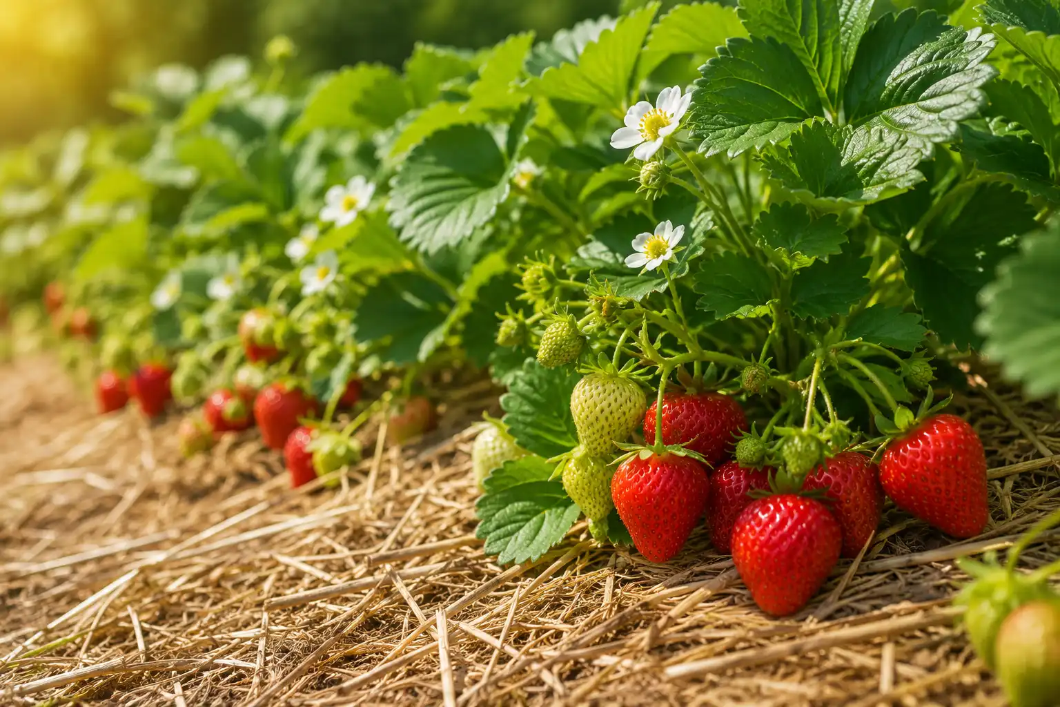 fraise au potager