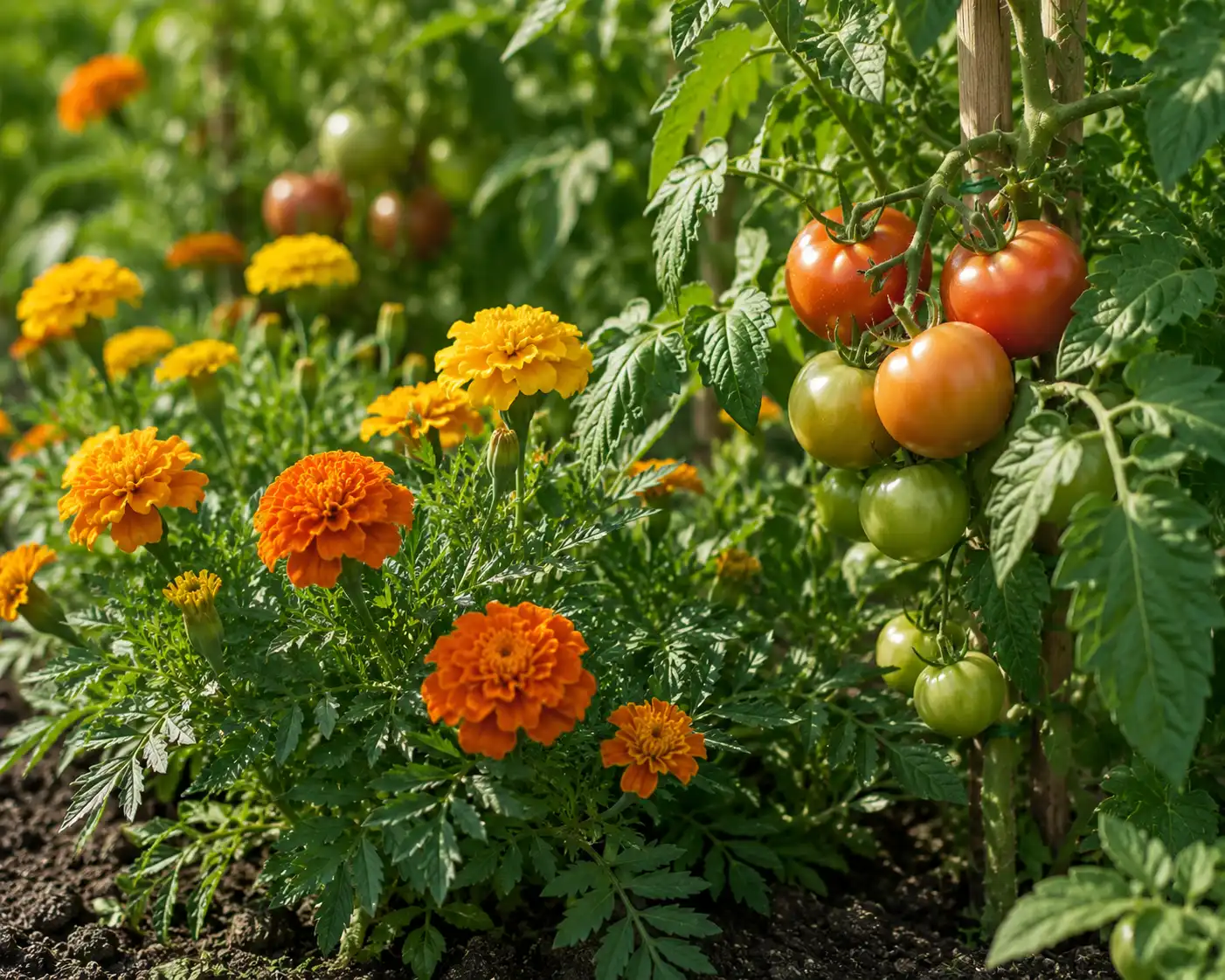 oeillet inde et tomates potager