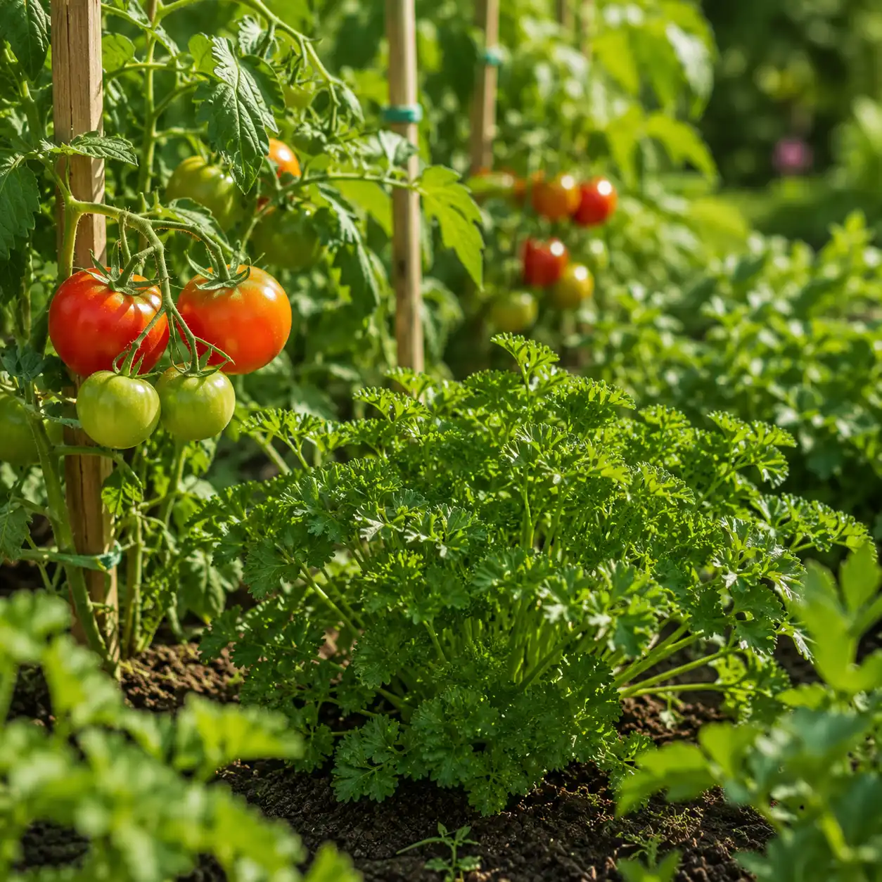 persil et tomates potager