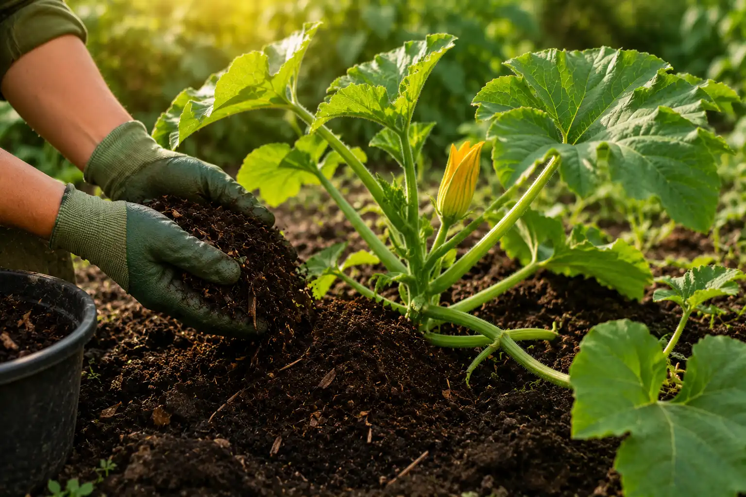 courge avec compost mur