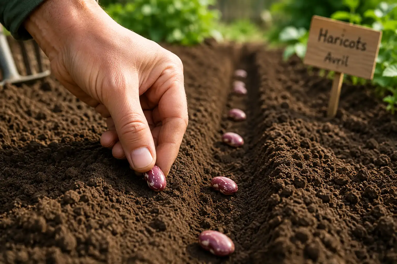 planter haricots potager