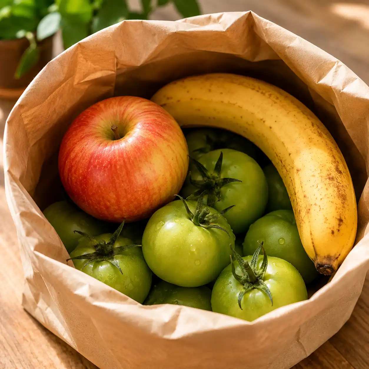 pommes et bananes pour faire murir les tomates