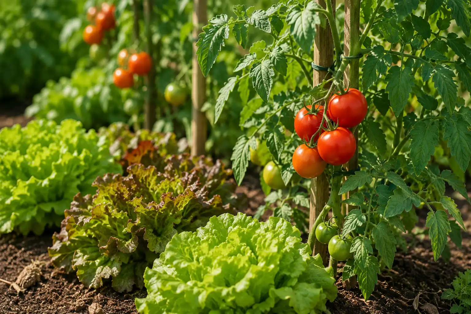salades et tomates potager