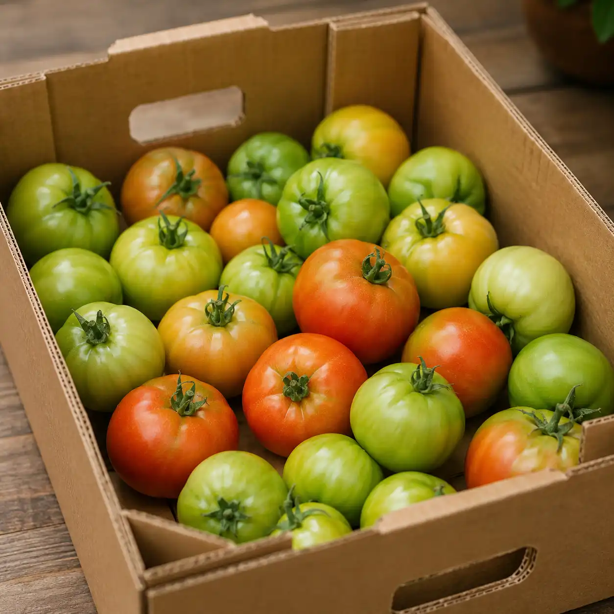 mettre les tomates dans le carton pour les faire murir