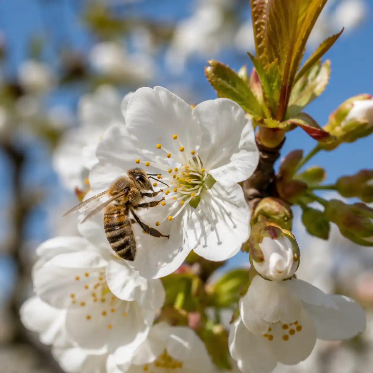 abeille sur fleur de cerisier