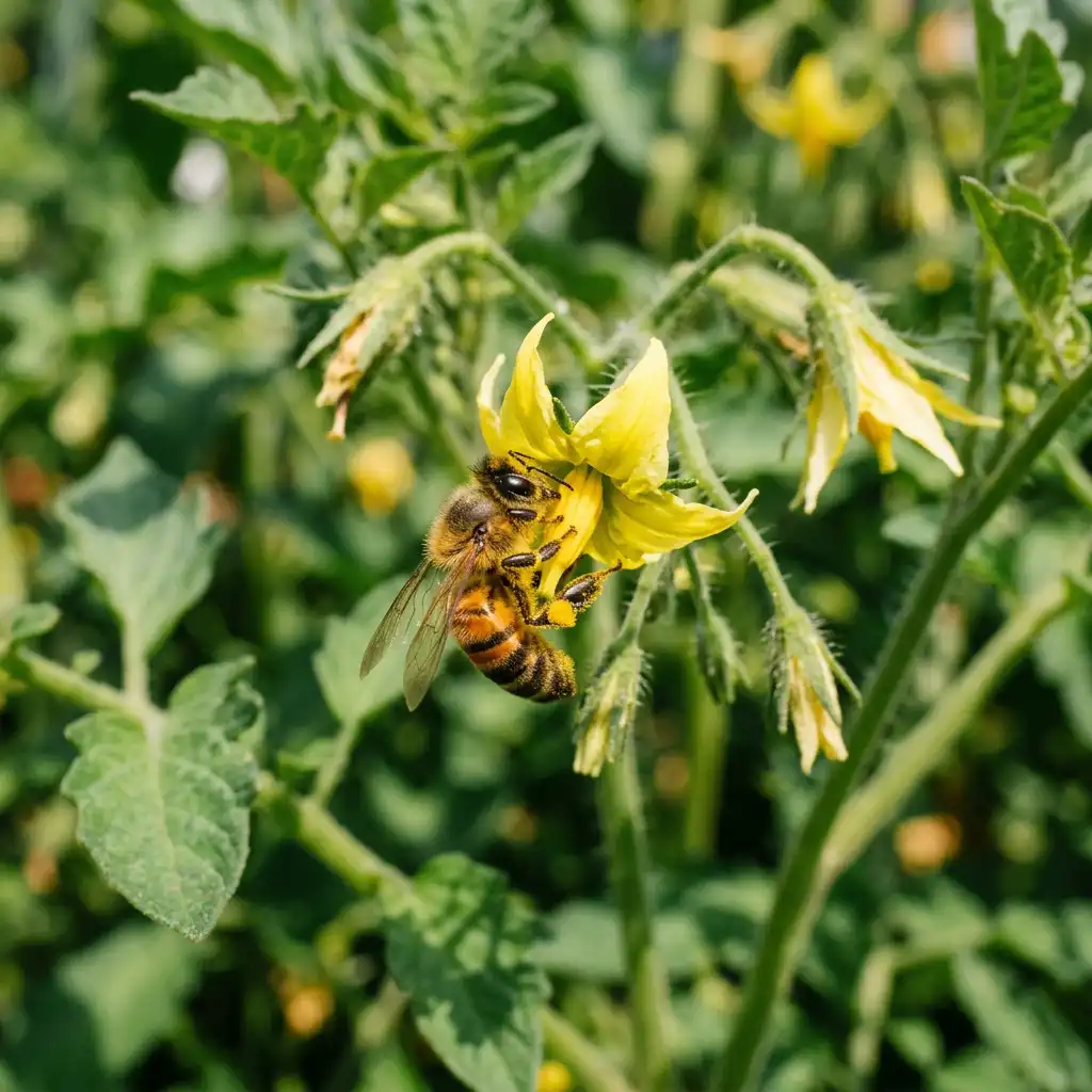abeille sur fleur de tomate