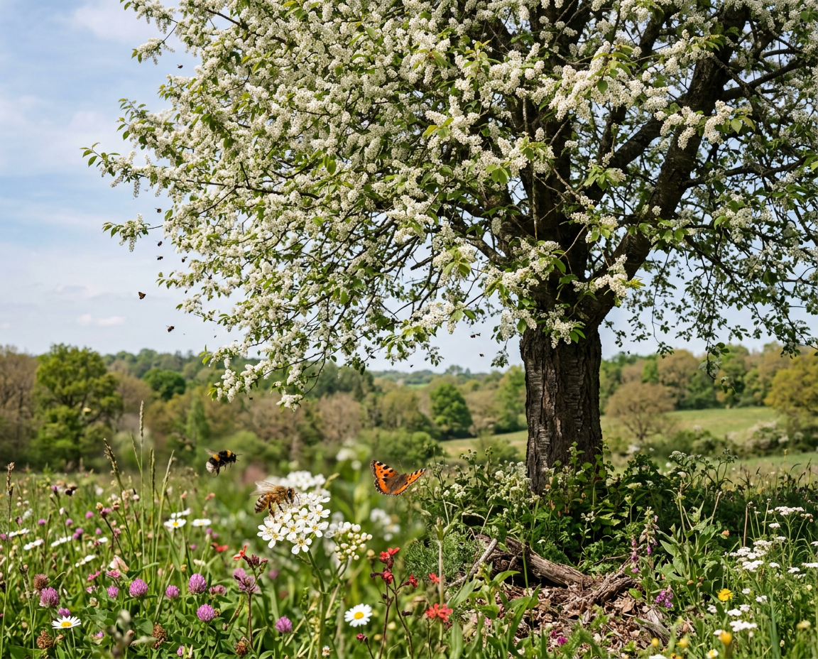 arbre en fleur favorable a la biodiversite