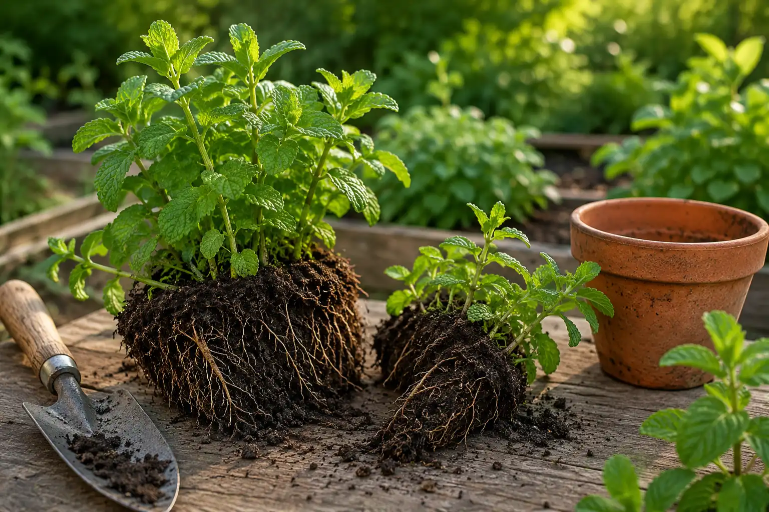 diviser les pieds de menthe