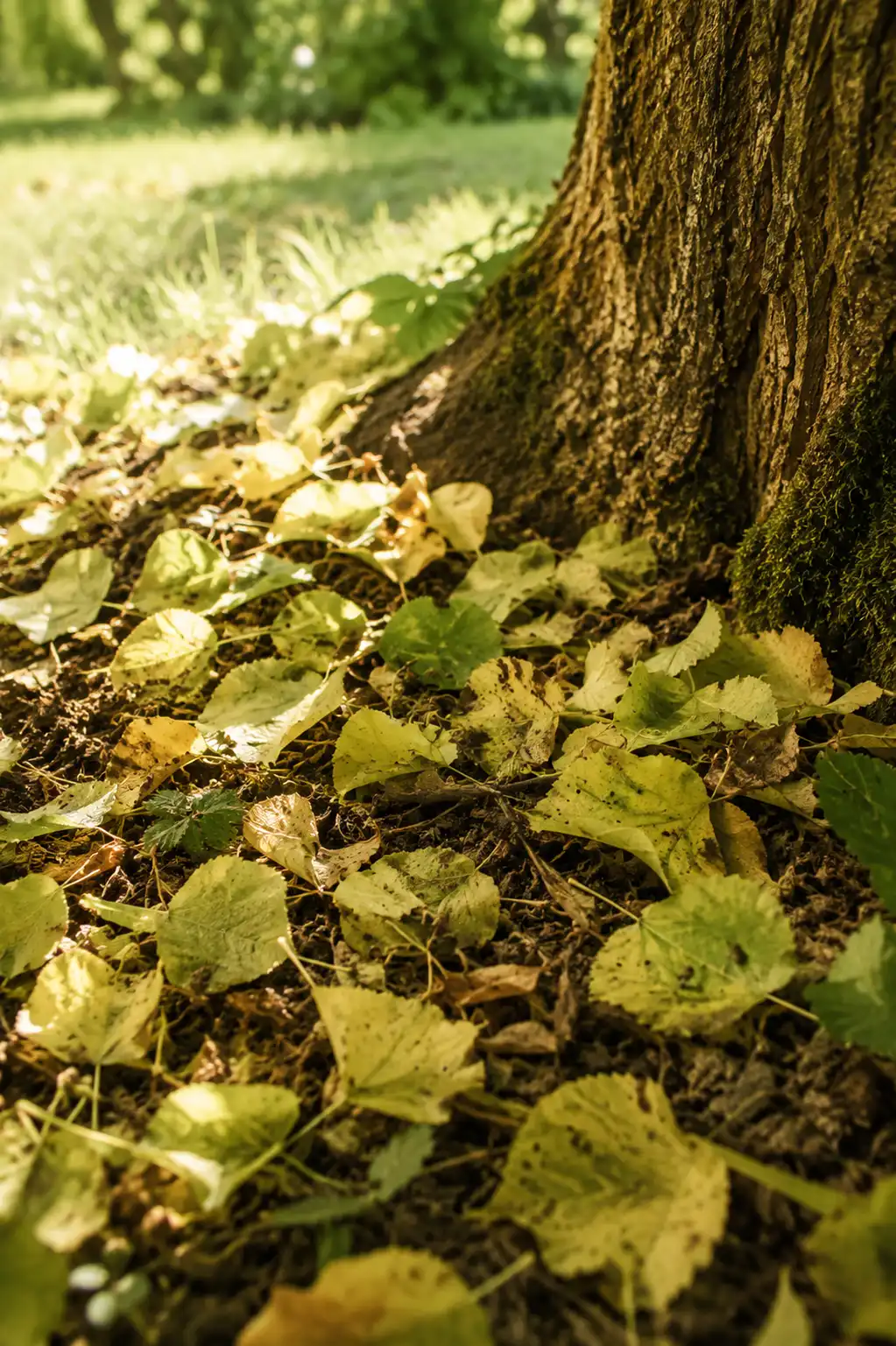 feuilles de tilleul au sol