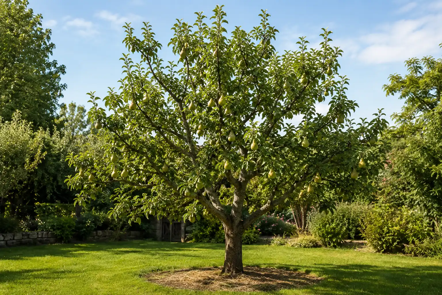poirier taillee dans un jardin
