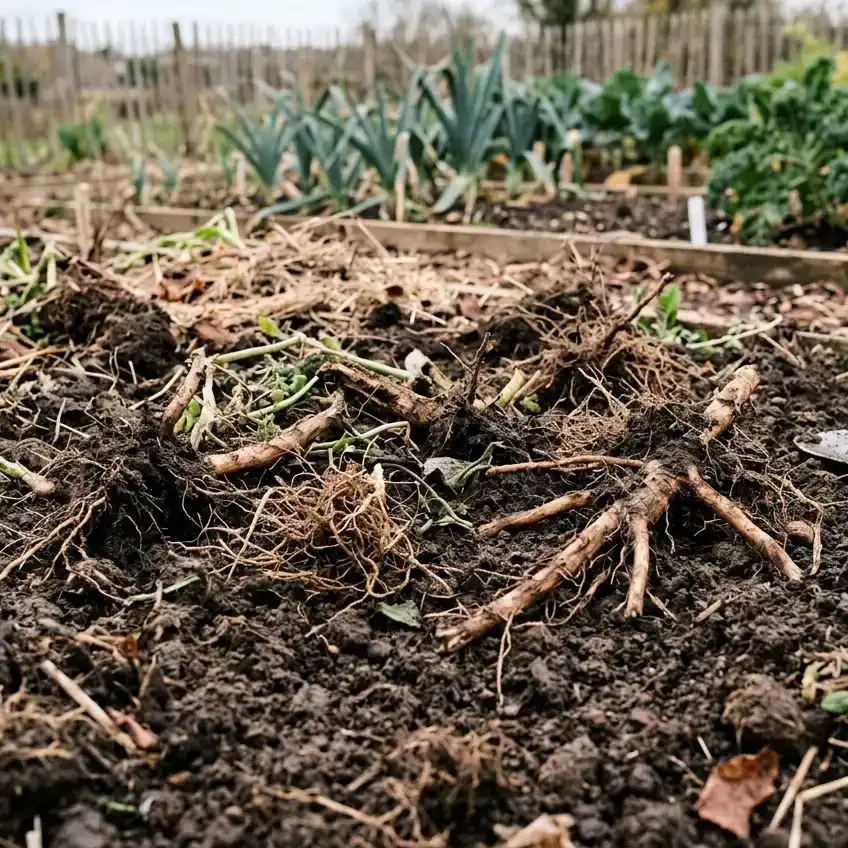 racine hors du sol potager